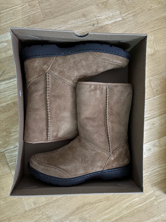 UGG Shoes - RARE Ugg W Michaela Chestnut Tan Suede Mid-Calf Boots